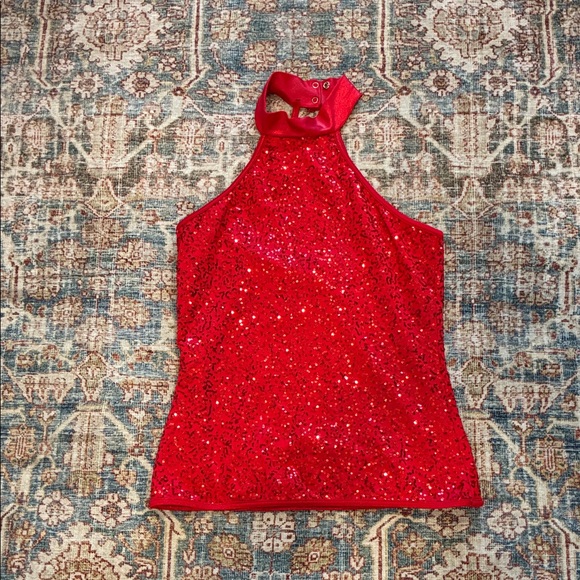 balera Tops - Balera Red sequin Dance top size XL